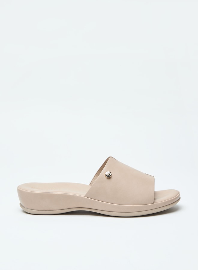 Solid Slip-On Open Toe Sandals