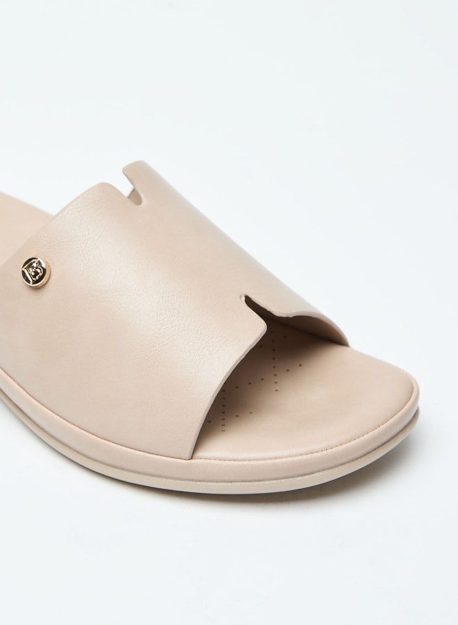 Solid Slip-On Open Toe Sandals