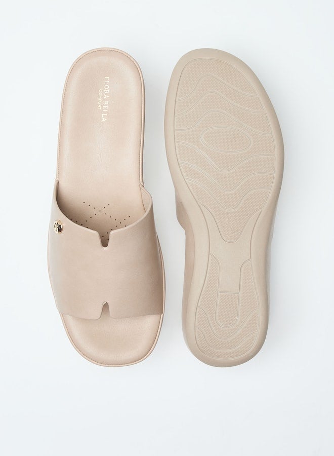 Solid Slip-On Open Toe Sandals