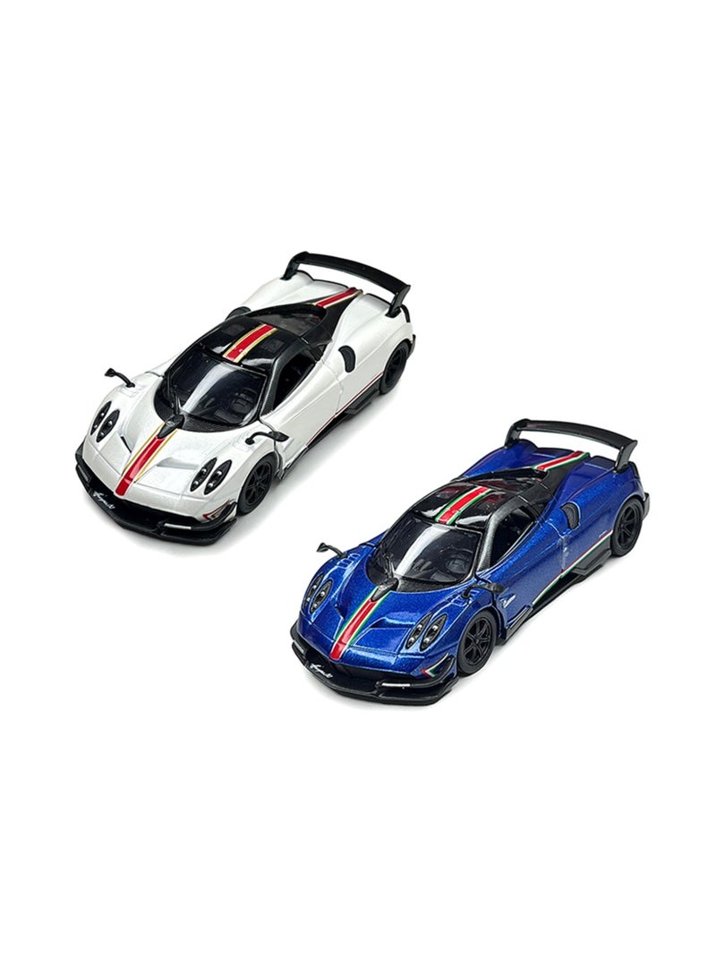 Pack of 2 Pcs 1:38 Scale Door Openable Pull Back Action 2016 Pagani Huayra BC with Printing Diecast Alloy Metal Car-Assorted Colour