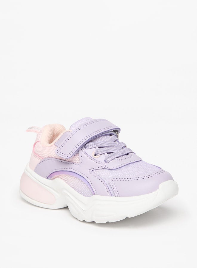 Girls Panelled Lace Detail Sneakers With Hook And Loop Closure