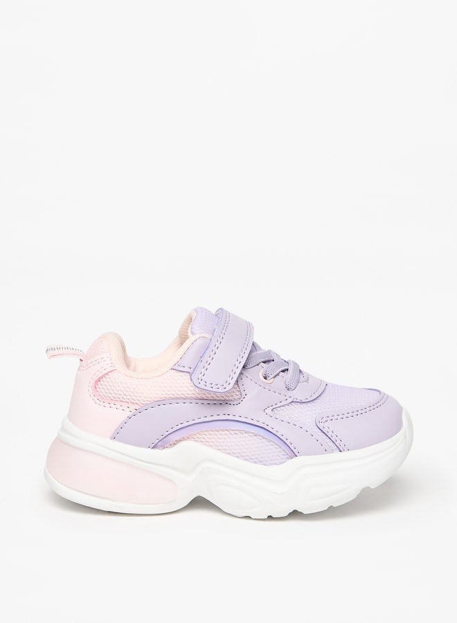 Girls Panelled Lace Detail Sneakers With Hook And Loop Closure