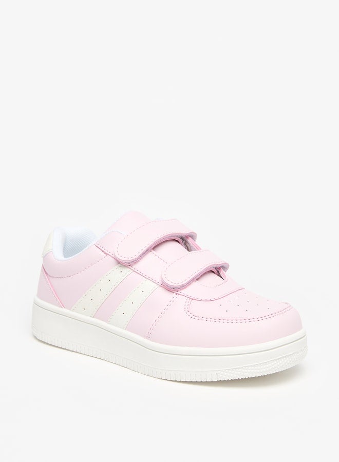 Girls Panelled School Shoes With Hook And Loop Closure