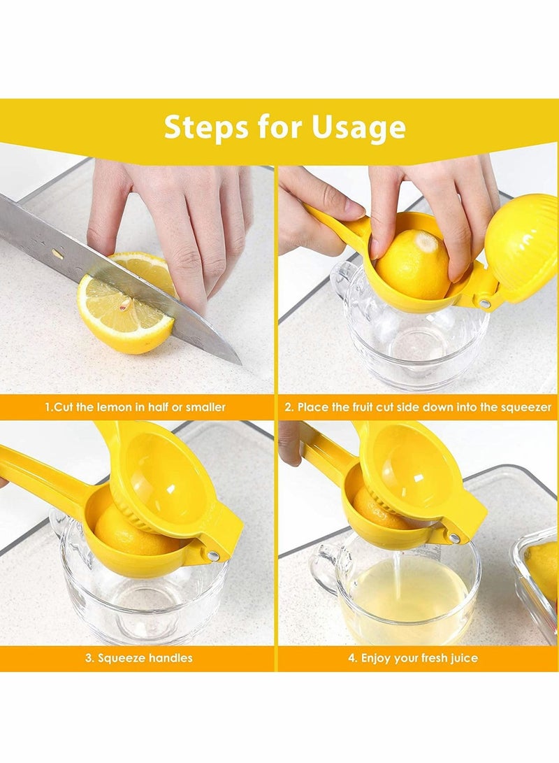 2-In-1 Manual Citrus Press Lemon Squeezer, Fruit Juicer Lime Metal, Professional Hand Kitchen Tool, Easy to Clean, To Squeeze Juicer, Yellow