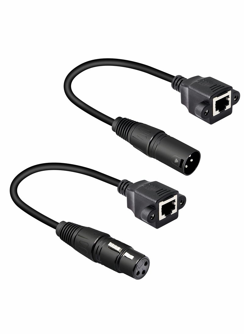 XLR 3pin to RJ45 Female Adapter Cable,XLR Male to RJ45 Network Connector Extension Cable Use Cat5 Ethernet for DMX-CON Controller Series-1.1Ft