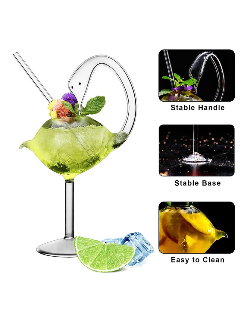 1 Set Cocktail Wine Glass 6oz/175ml Unique Champagne Coupe Glass Swan Shape Martini Goblet Cups