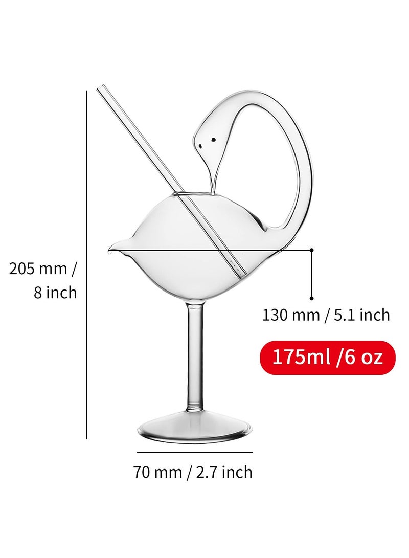 1 Set Cocktail Wine Glass 6oz/175ml Unique Champagne Coupe Glass Swan Shape Martini Goblet Cups