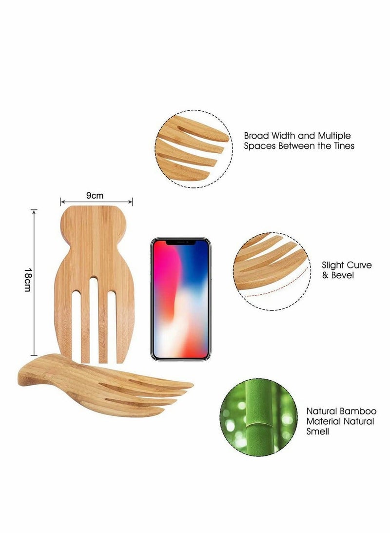 Bamboo Salad Hands Salad Blender, Set Salad Claws Bamboo Salad Hands Bamboo Salad Tossing Wooden Salad Tongs Personalized Salad Utensils Pack of 2