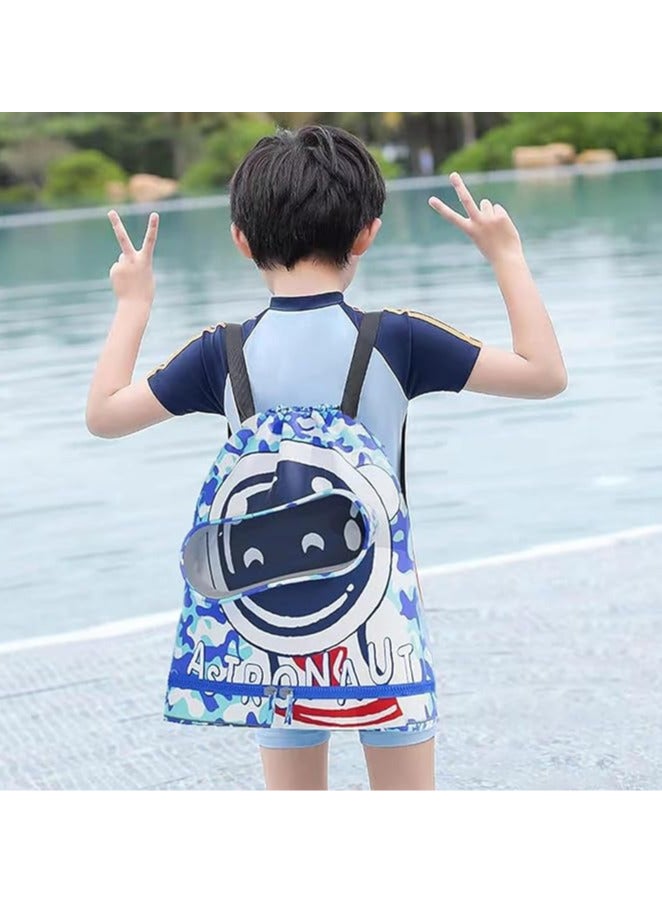 2 Pack Swimming Backpack for Kids Dry and Wet Separation Waterproof Storage Bag Portable Drawstring Backpack for Gym Sports Beach Pool Gear Bag