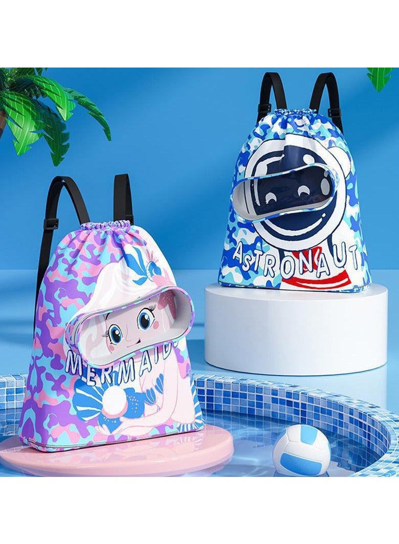 2 Pack Swimming Backpack for Kids Dry and Wet Separation Waterproof Storage Bag Portable Drawstring Backpack for Gym Sports Beach Pool Gear Bag