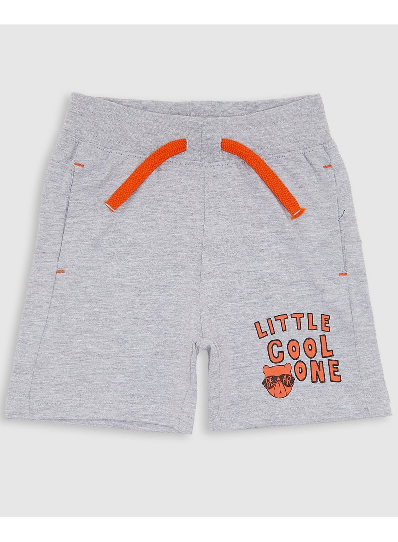 2-Piece Summer Outfit Set  Orange & Grey for Baby Boys - T-Shirt & Shorts