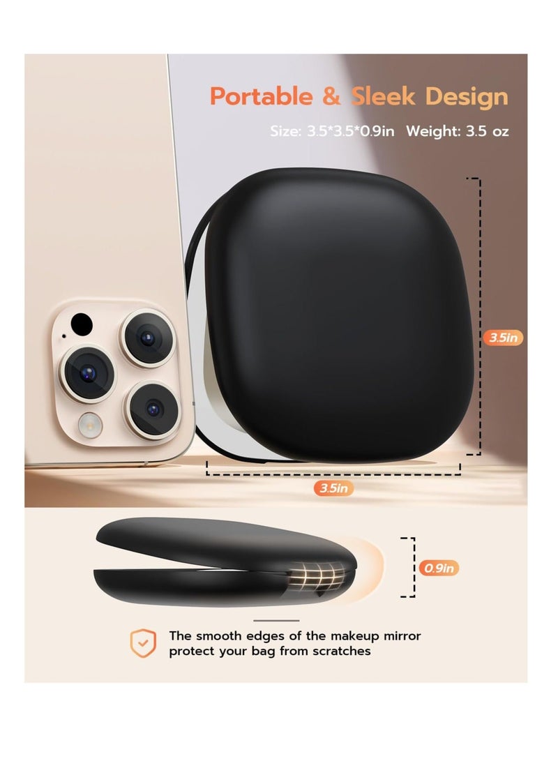 Compact Mirror, Rechargeable Compact Makeup Mirror,Lighted Travel Makeup Mirror with 1X/10X Magnifying Double Sided Dimmable, Portable Pocket Mirror for Handbag and Pocket