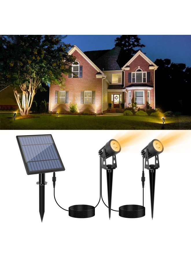 Led Solar Spotlights 16.4Ft Cable Solar Powered Landscape Lights Outdoor Spotlights Low Voltage Ip65 Waterproof Auto On Off For Outdoor Garden Yard Landscape Downlight Warm White