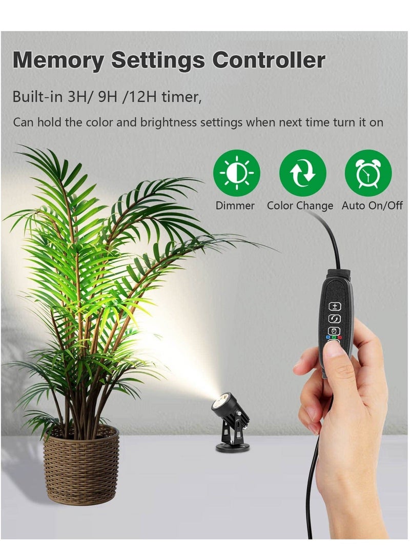 Dimmable LED Spot Lights Indoor Uplighting 3W USB Powered Floor Spot Lights Uplights Indoor Accent Light for Plants with 3 Color Lighting Modes and Auto On Off Timer Function 3h 6h 9h Black