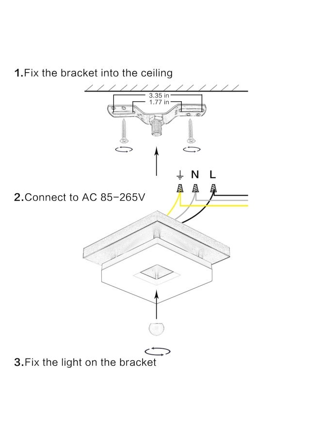 Anmaice 8In 8Watt Flush Mount Led Ceiling Light Fixtures.Modern Ceiling Lamps For Hallways Balcony Cloakroom Small Closet Washrooms Stairwell Square Black