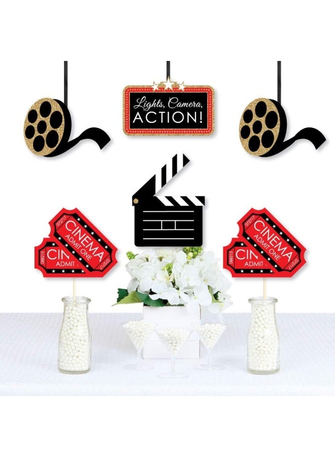 Big Dot Of Happiness Red Carpet Hollywood - Clapboard, Movie Tickets And Film Reel Decorations Diy Movie Night Party Essentials - Set Of 20