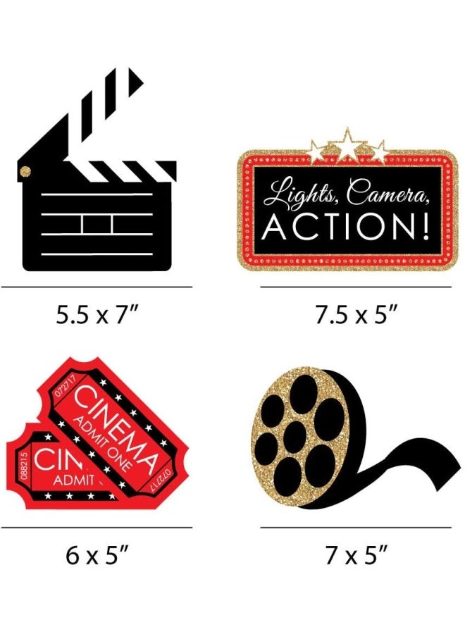 Big Dot Of Happiness Red Carpet Hollywood - Clapboard, Movie Tickets And Film Reel Decorations Diy Movie Night Party Essentials - Set Of 20