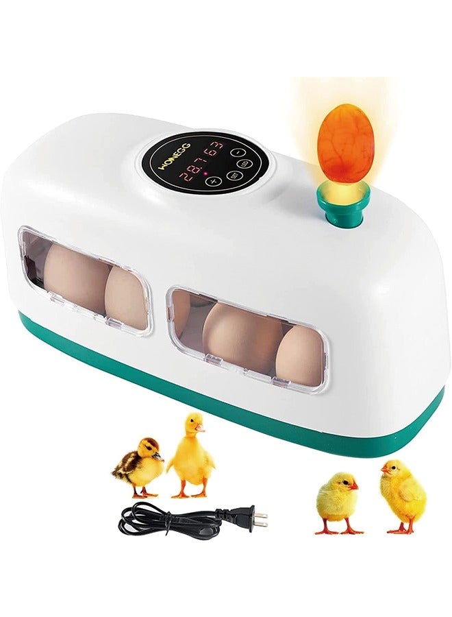 Egg Incubator, 8 Eggs Poultry Hatcher with Humidity Temperature Control, Led Candler and Display, Mini Chicken Incubator for Hatching Chicks, Quail Duck Goose Bird Turkey Eggs