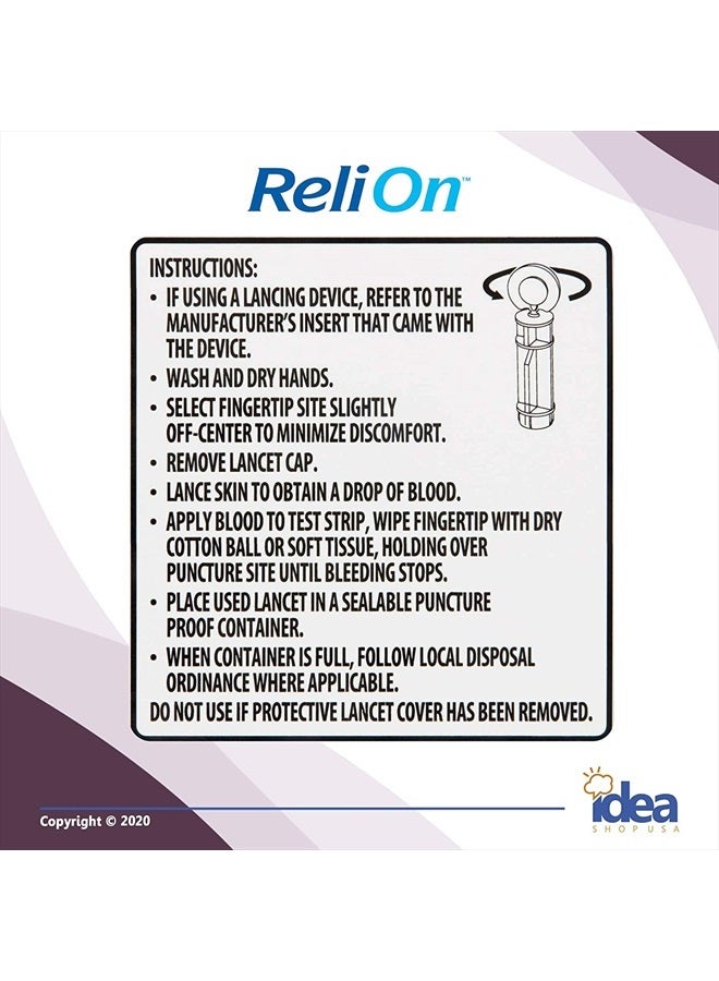 ReliOn Ultra-Thin Lancets, 30-Gauge, for Sensitive Fingers, 200 Ct Bundle with Exclusive 