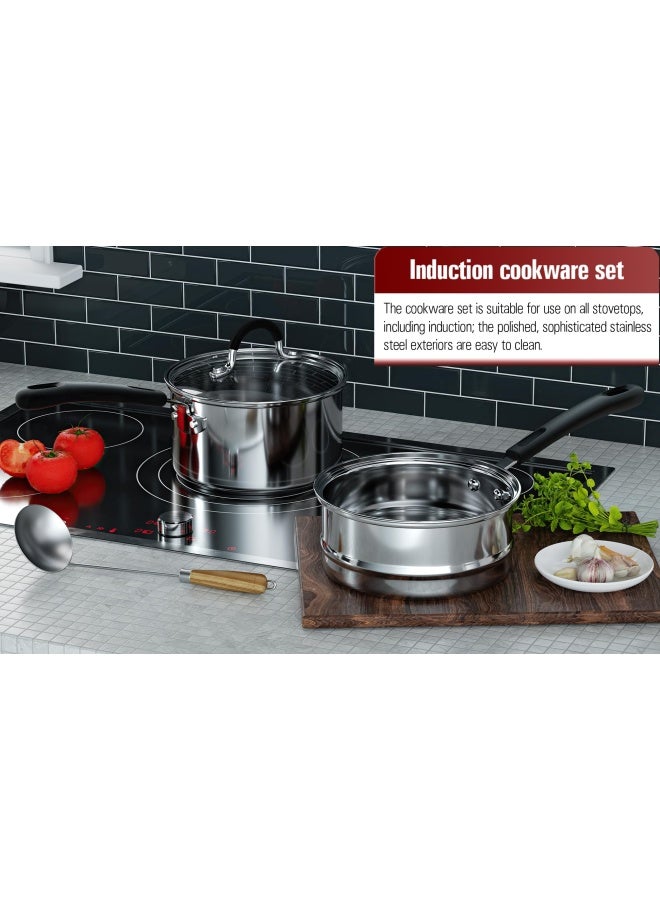 02655 2 Quarts Silver-DOUBLE BOILER Stainless Steel