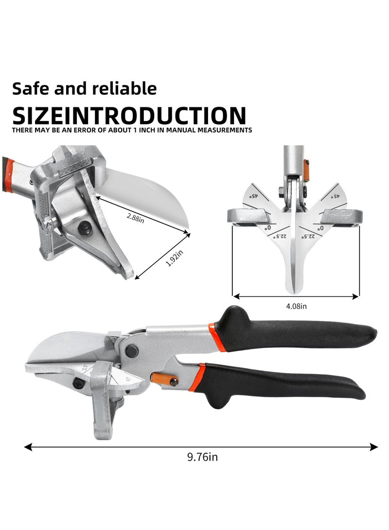 Miter Shears for Shoe Molding & Quarter Round - Adjustable Angle Cutting Tool, 1/4 Cutter Hand Tool for Molding Crafting, Angles at 22.5, 45, 90, 112.5, 135 Degrees