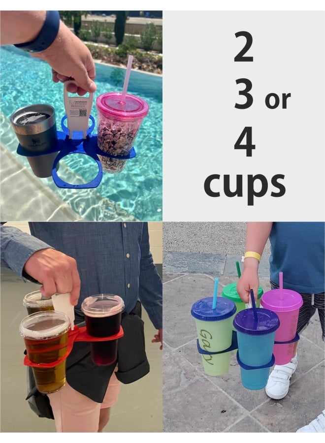 Fold Away Cup Carrier Caddy - Take-Out Coffee Soft Drink Pint Beer Beverage Holder Sturdy Reusable Pocket Size Festival Sports Gigs - Easy And Safe - Hot Drinks 3-4 Cup Position