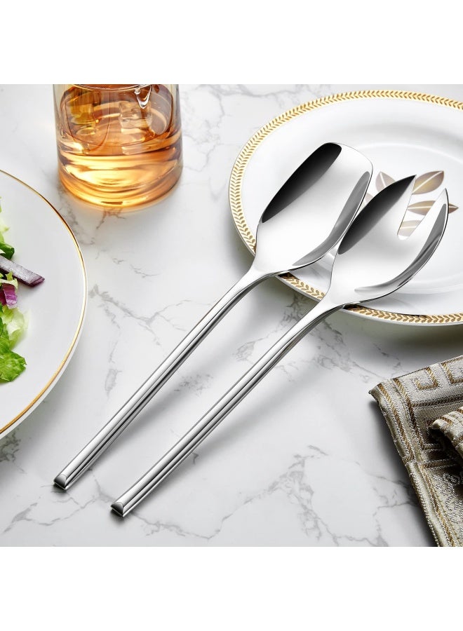 Keawell Deluxe Large 10 Inch Salad Servers 18/10 Stainless Steel Salad Serving Set Set Of 2 Includes A Salad Spoon And Salad Fork.