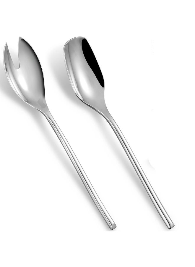 Keawell Deluxe Large 10 Inch Salad Servers 18/10 Stainless Steel Salad Serving Set Set Of 2 Includes A Salad Spoon And Salad Fork.