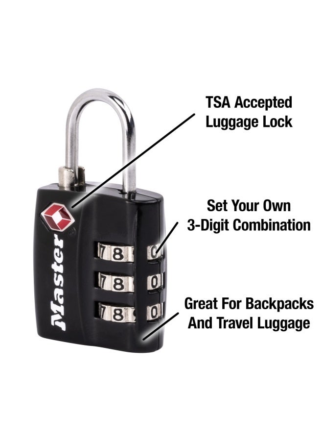 4680Dblk Tsa-Approved Luggage Lock  1-3 16-In. Wide  Black