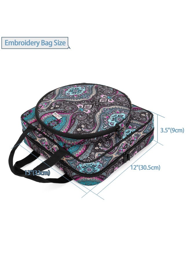 Lodrid Embroidery Project Bag Square Embroidery Supplies Storage Tote Bag Portable Craft Carry Case For Embroidery Kits And Cross Stitch Kits Tools Multiple Pockets Totem Bag Only