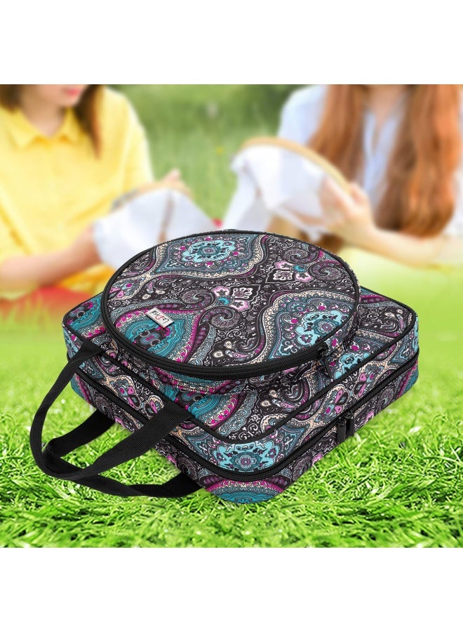 Lodrid Embroidery Project Bag Square Embroidery Supplies Storage Tote Bag Portable Craft Carry Case For Embroidery Kits And Cross Stitch Kits Tools Multiple Pockets Totem Bag Only