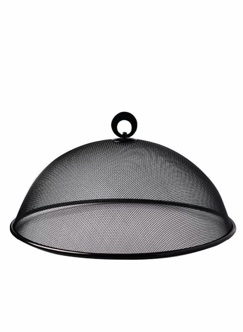 Mesh Food Cover, Stainless Steel Mesh Screen Food Tent Dining Table Round Umbrella Reusable Outdoor Picnic Food Lid Anti Fly Bugs Mosquitoes, 11.8Inch(Black)