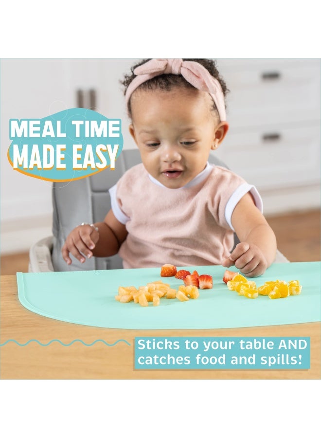 UpwardbabyFood Catching Baby Placemat with Suction -   Grey Silicone Placemats for Kids Babies and Toddlers - Clean Mealtimes at Home Or for Restaurants - See Video Demonstration