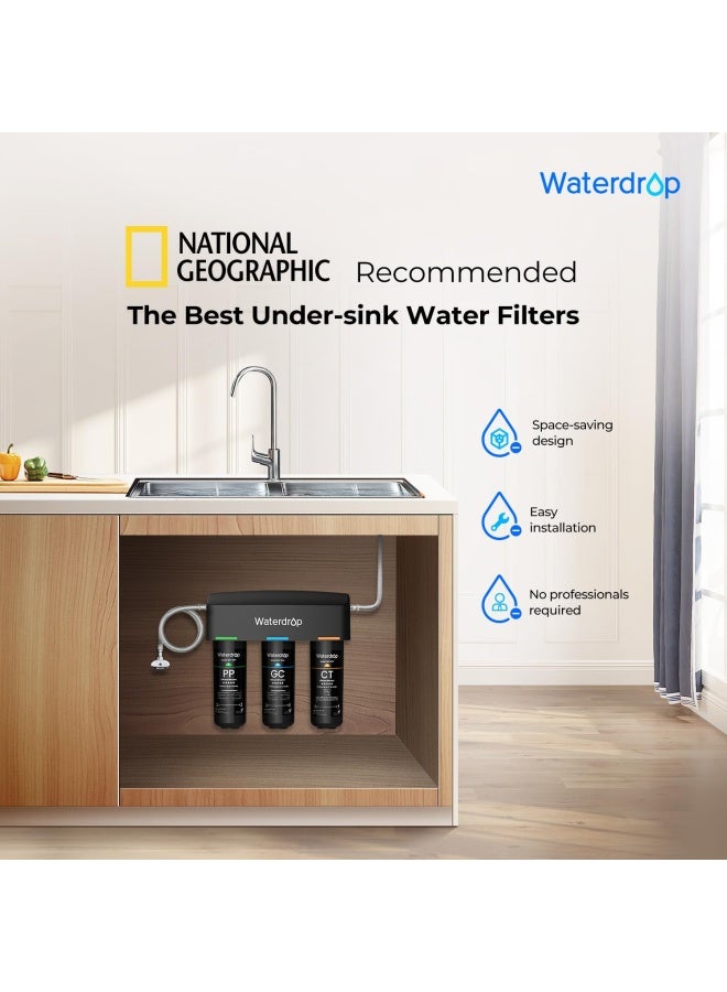 Black  Tsa 3 Stage Under Sink Water Filter Direct Connect To Home Faucet Nsf/Ansi 42 Certified Element Usa Tech