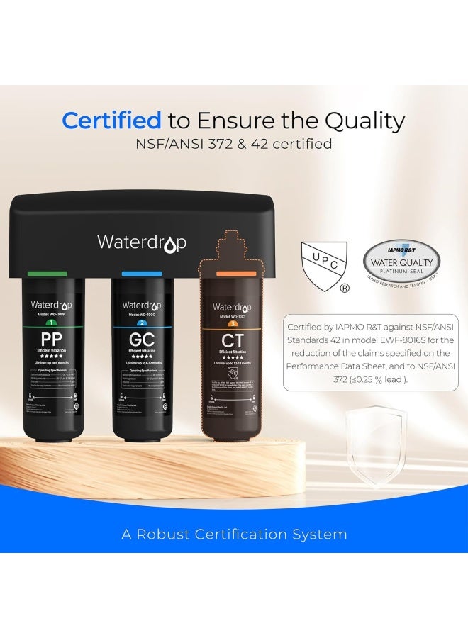 Black  Tsa 3 Stage Under Sink Water Filter Direct Connect To Home Faucet Nsf/Ansi 42 Certified Element Usa Tech