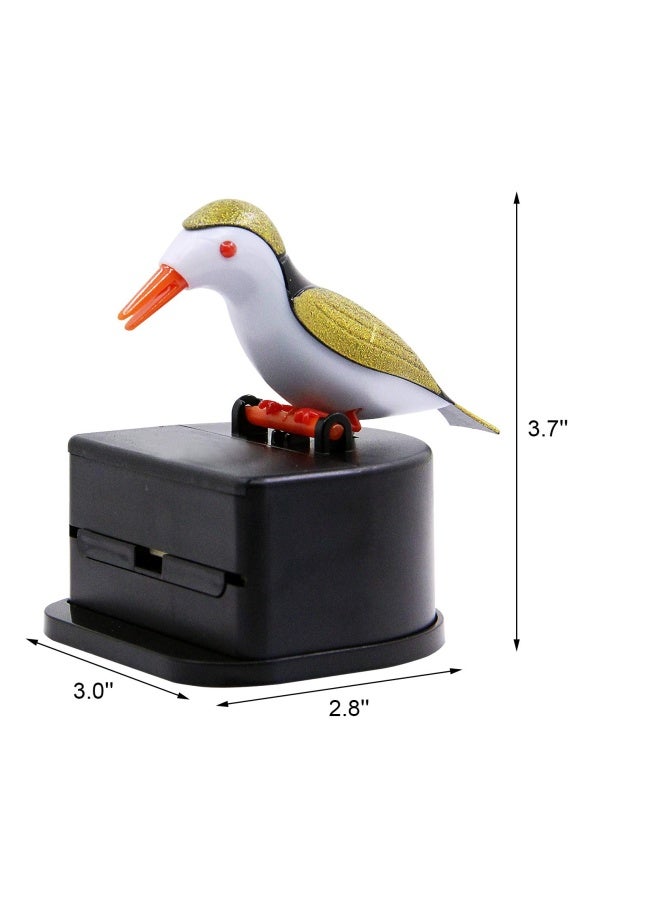 Jucaifu Little Bird Toothpick Dispenser Creative Push Type Toothpick Bird Dispenser Toothpick Holder. Gold