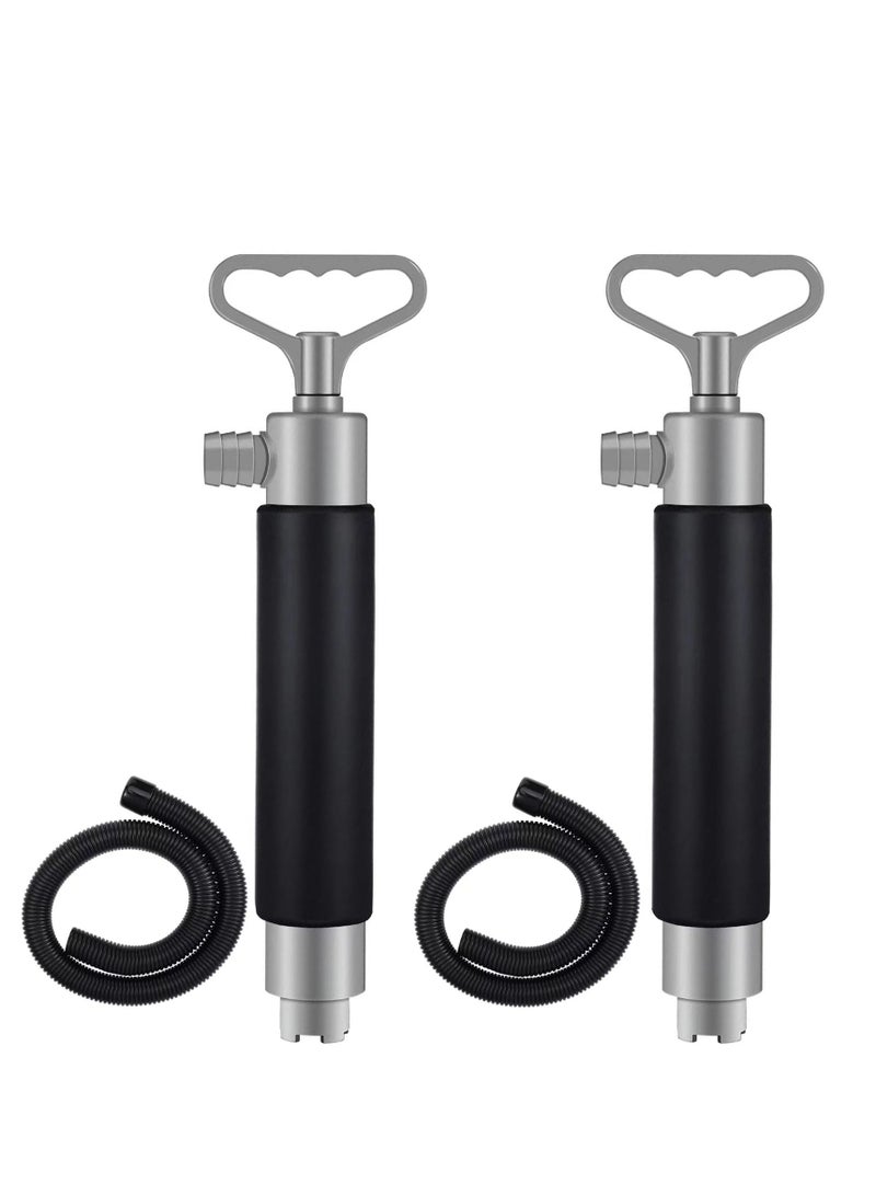 2 Pack Kayak Hand Pump, 16.1 Inch Manual Portable Kayak Hand Water Pumps with Hose,Suitable for Kayak Rescue Outdoor Survival (Black Gray)