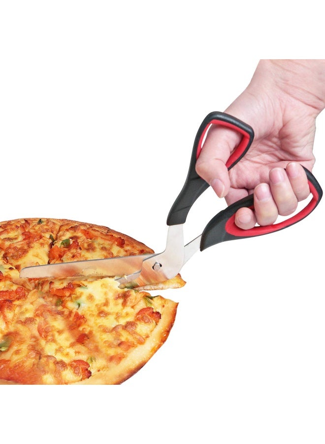 Asdirne Pizza Scissors Pizza Cutter With Ultra Sharp Detachable Blade And Ergonomic Soft Grip 10.3Inch Black And Red