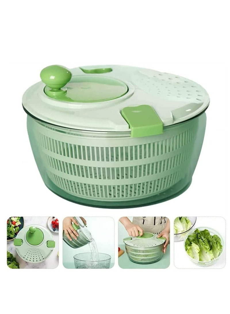 Fruits and Vegetables Dryer, Dry Off Drain Lettuce with Ease for Tastier Salads Hollow Drain Basket, Hand-Cranked Vegetable Dehydrator for Kitchen Washing and Drying, Green