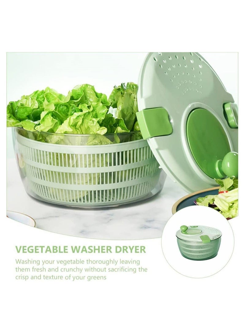 Fruits and Vegetables Dryer, Dry Off Drain Lettuce with Ease for Tastier Salads Hollow Drain Basket, Hand-Cranked Vegetable Dehydrator for Kitchen Washing and Drying, Green