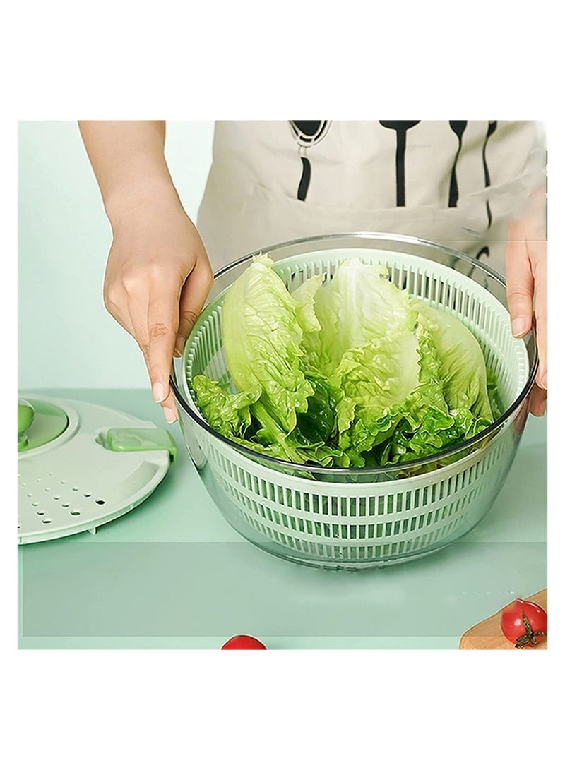 Fruits and Vegetables Dryer, Dry Off Drain Lettuce with Ease for Tastier Salads Hollow Drain Basket, Hand-Cranked Vegetable Dehydrator for Kitchen Washing and Drying, Green