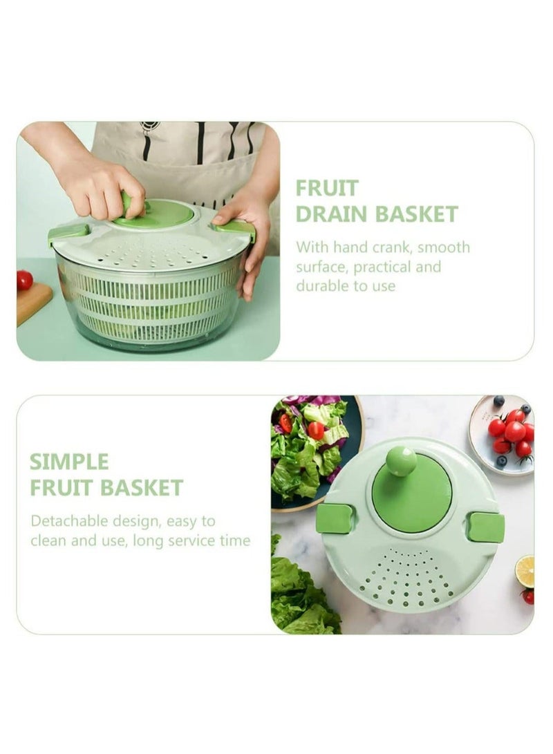 Fruits and Vegetables Dryer, Dry Off Drain Lettuce with Ease for Tastier Salads Hollow Drain Basket, Hand-Cranked Vegetable Dehydrator for Kitchen Washing and Drying, Green