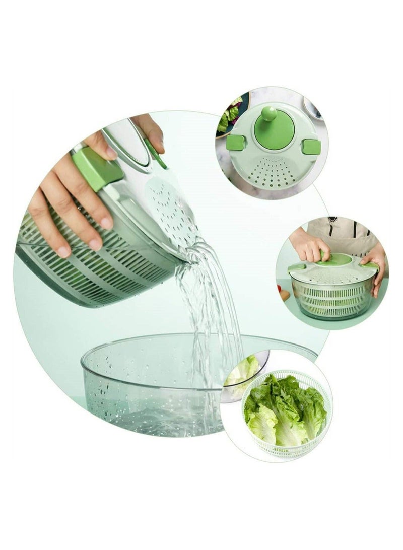 Fruits and Vegetables Dryer, Dry Off Drain Lettuce with Ease for Tastier Salads Hollow Drain Basket, Hand-Cranked Vegetable Dehydrator for Kitchen Washing and Drying, Green