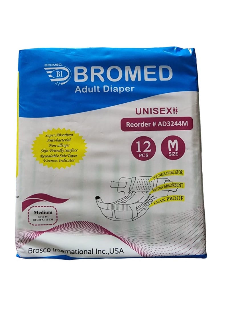 Adult Diaper For Unisex M Size 12pcs