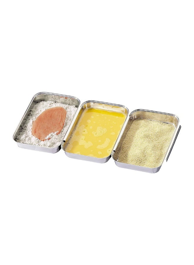 K Chenprofi Stainless Steel Breading Set  No Mess Linking  Overlapping Breading Trays  Set Of 3