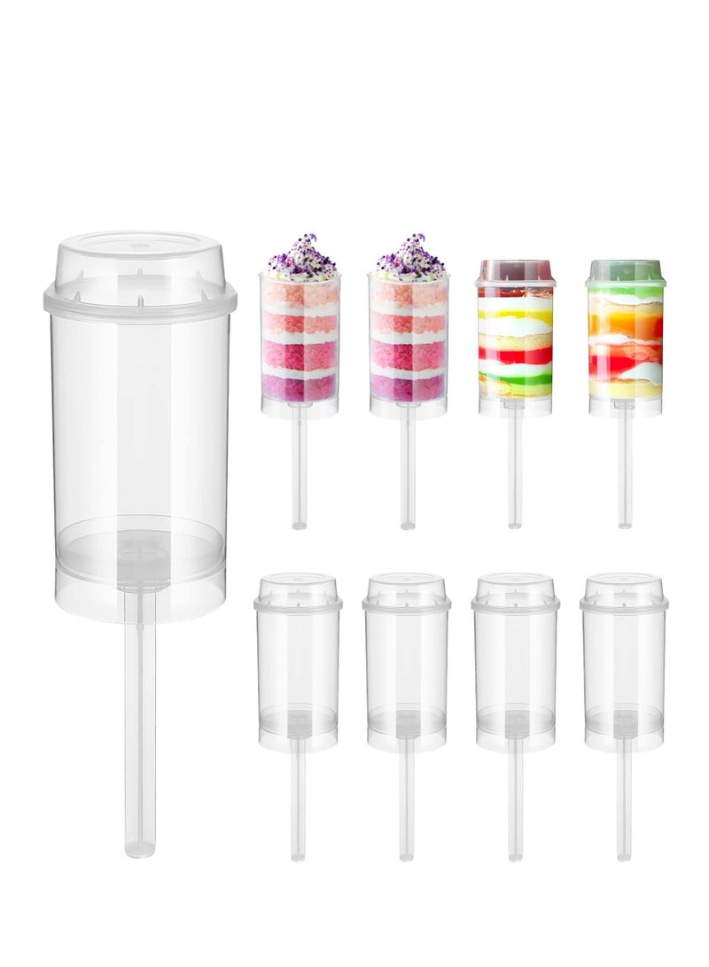 40pcs Push Up Cake Shooter Round Shaped Push Pops Plastic Cake Containers Pusher Clear Cake Mold with Lids for Bakery Kitchen Home