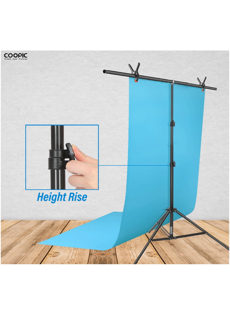 COOPIC Professional Studio Photography T'Shape Background Support Stand Kit: Adjustable 79inch/200cmTripod Stand with 33inch/83cm Crossbar and 2'pcs Clamps for Video Studio Photography