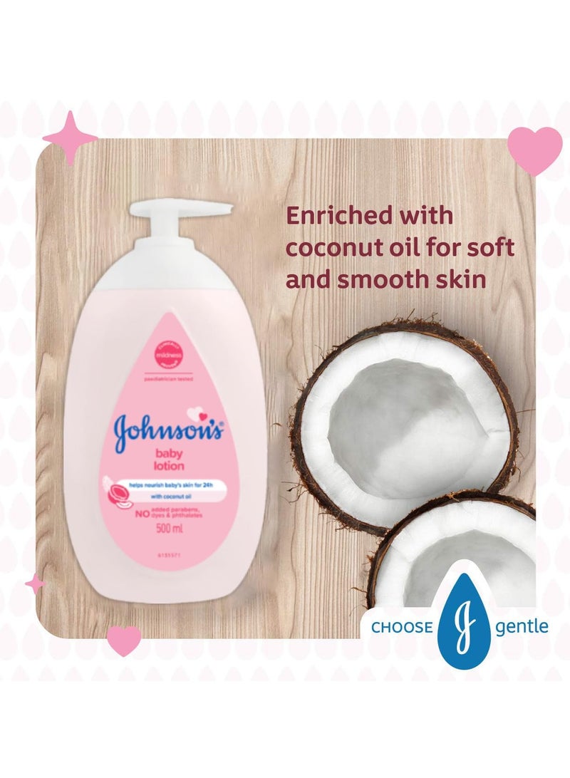 Johnson's Baby Lotion 100% Natural Plant Oil Based 24H Moisturized & Soft Skin 500ml