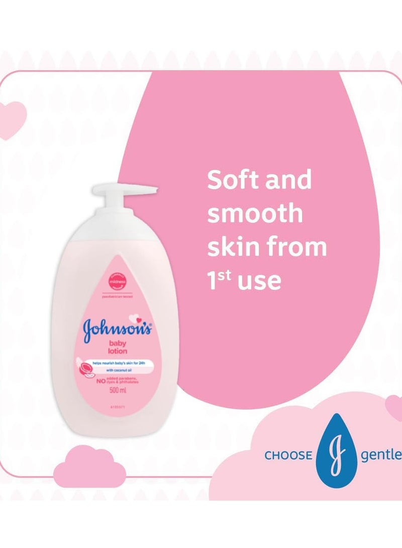 Johnson's Baby Lotion 100% Natural Plant Oil Based 24H Moisturized & Soft Skin 500ml