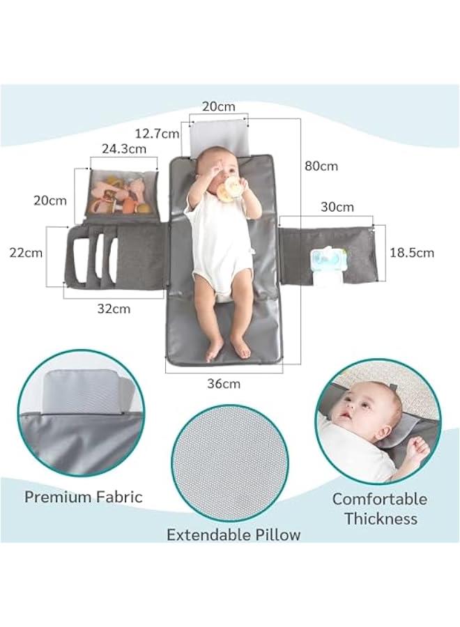 Baby Portable Changing Pad with Wipes Pocket for Diaper Bag Wipeable Waterproof Newborn Travel Mat Shower Gifts